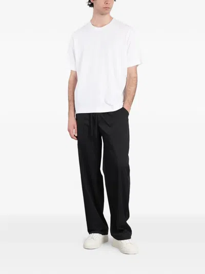 Alpha Studio Drawstring Elasticated-waist Trousers In Black