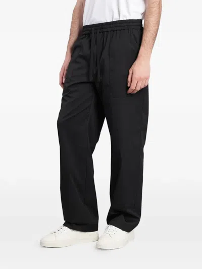 Alpha Studio Drawstring Elasticated-waist Trousers In Black