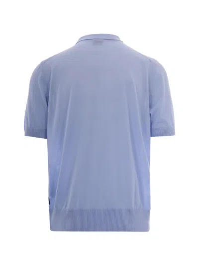 Hugo Boss Light Blue Solid Shirt Collar Polo In Blue