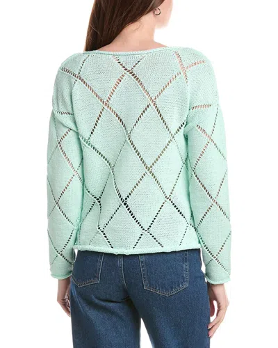 Joseph A . Open Pattern Sweater In Green