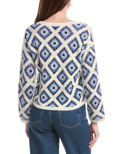 Joseph A . Boxy Diamond Crochet Pullover In Multi