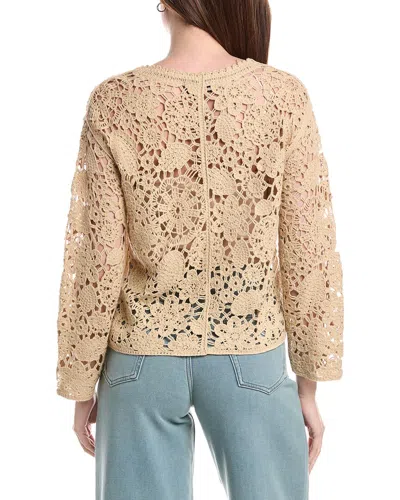 Joseph A . Floral Medallion Crochet Pullover In Brown