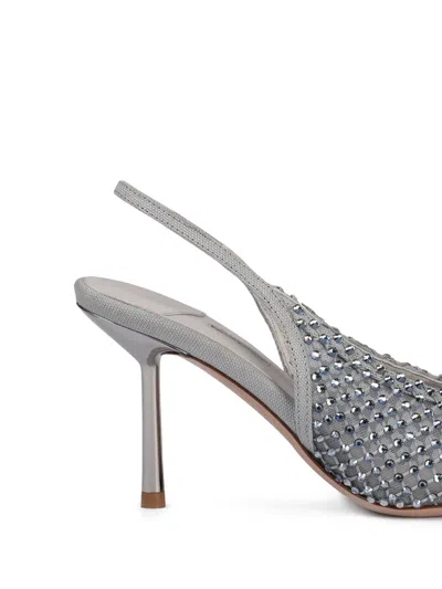 Le Silla 100mm Gilda Crystal-embellished Slingback Pumps In Gray