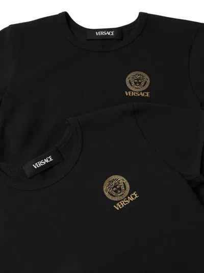 Versace Printed Cotton-jersey Undershirt 2-pack In Black