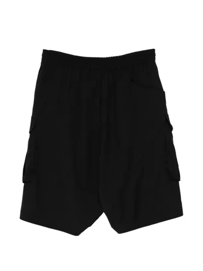 Devoa Wool Cargo Shorts In Black