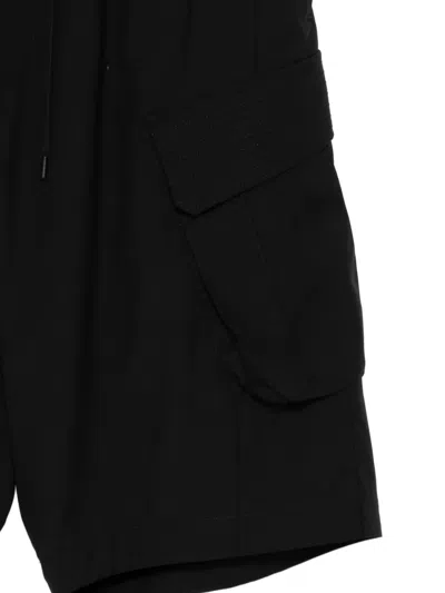 Devoa Wool Cargo Shorts In Black