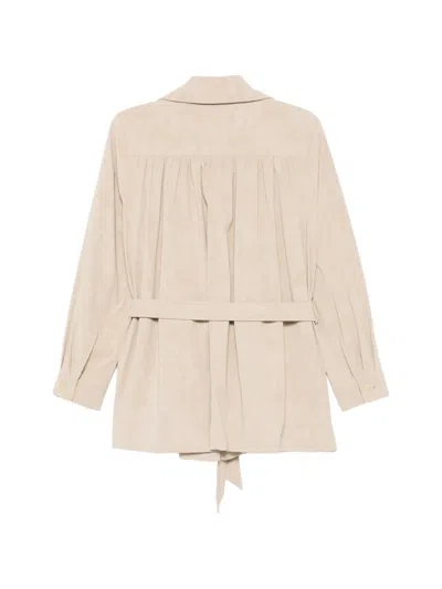 Rame Belted Pleated Jacket In Neutral