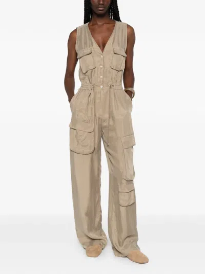 Rame Cargo-pocket Jumpsuit In Brown