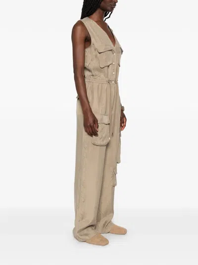 Rame Cargo-pocket Jumpsuit In Brown