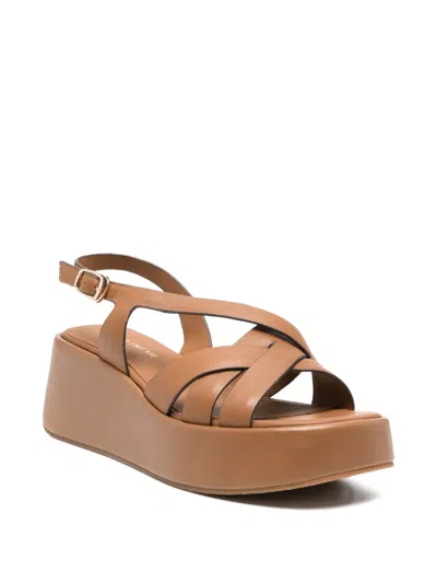 Bruno Premi Crossover-strap Platform Sandals In Brown