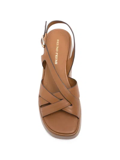 Bruno Premi Crossover-strap Platform Sandals In Brown