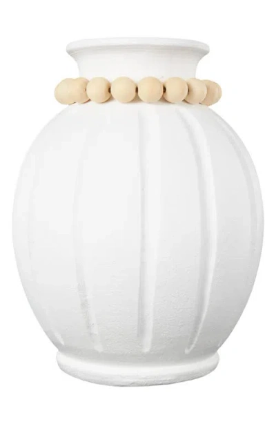 Uma Beaded Vase In White