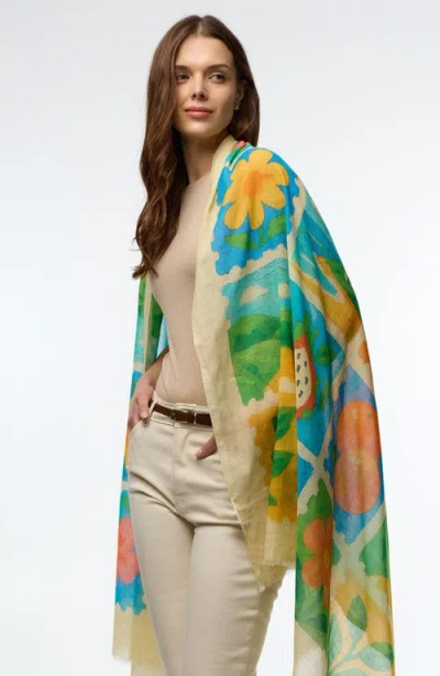 Saachi Fruit Stamp Printed Scarf In Neutral
