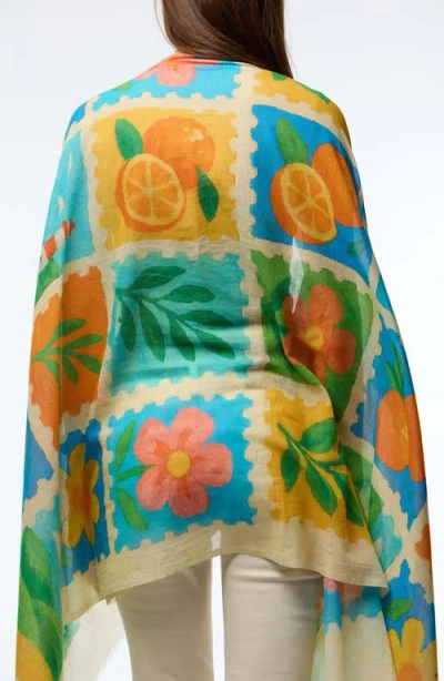 Saachi Fruit Stamp Printed Scarf In Neutral