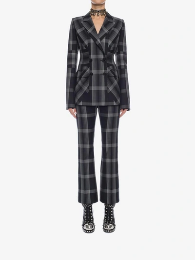 Shop Alexander Mcqueen Panelled Wool Plaid Jacket