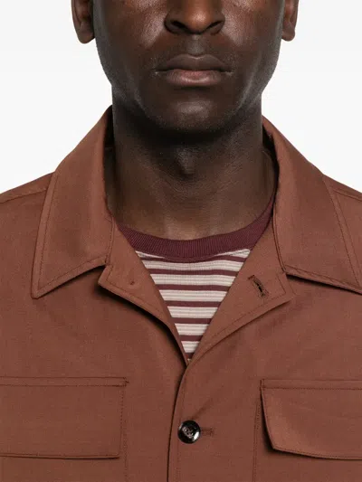 Michael Coal 제임스 버튼 포켓 오버셔츠 In Brown