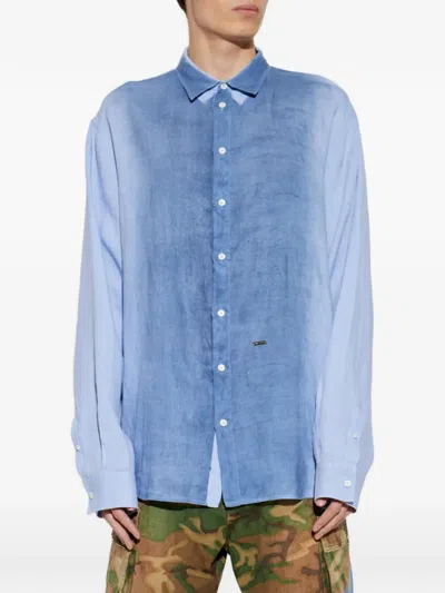 Dsquared2 Long-sleeve Buttoned Shirt In Blue