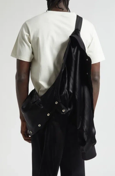 Jkeefer Hampton Satin Varsity Jacket In Black