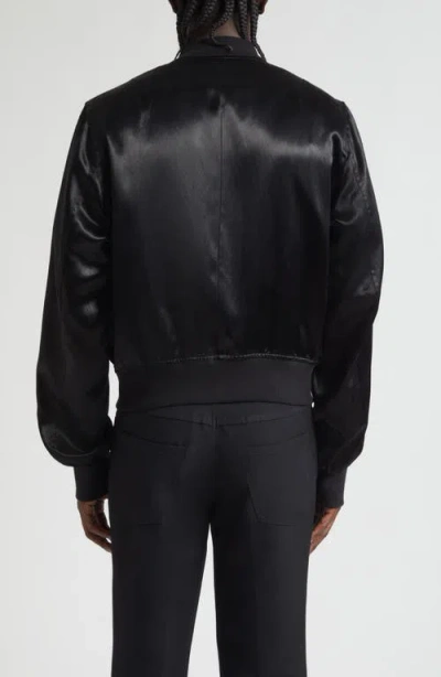 Jkeefer Hampton Satin Varsity Jacket In Black
