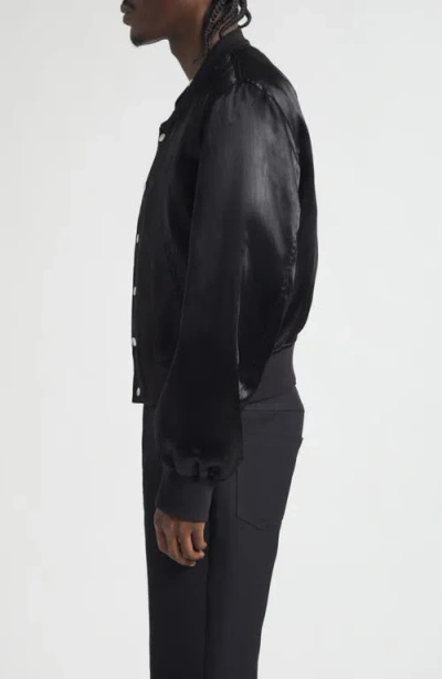 Jkeefer Hampton Satin Varsity Jacket In Black