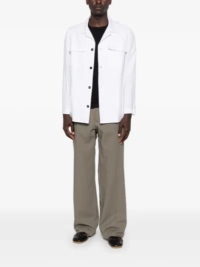 Michael Coal James Button-fastening Pocket Overshirt In White