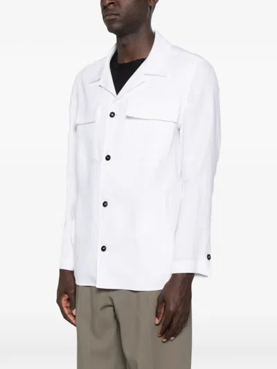 Michael Coal James Button-fastening Pocket Overshirt In White