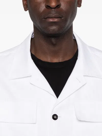 Michael Coal James Button-fastening Pocket Overshirt In White