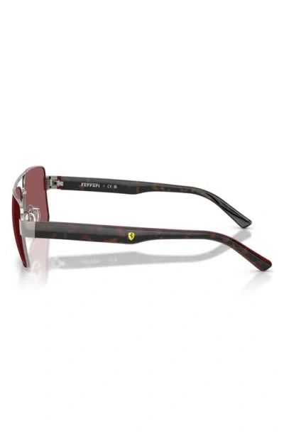 Scuderia Ferrari 59mm Rectangular Sunglasses In Metallic