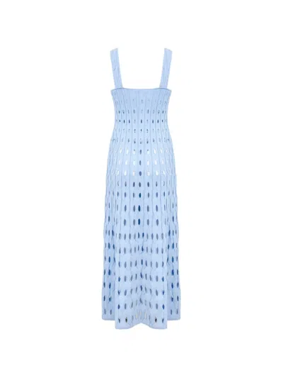 Simkhai Christina Knit Twist-front Midi Dress In Blue