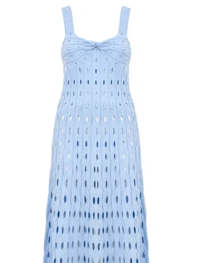 Simkhai Christina Knit Twist-front Midi Dress In Blue