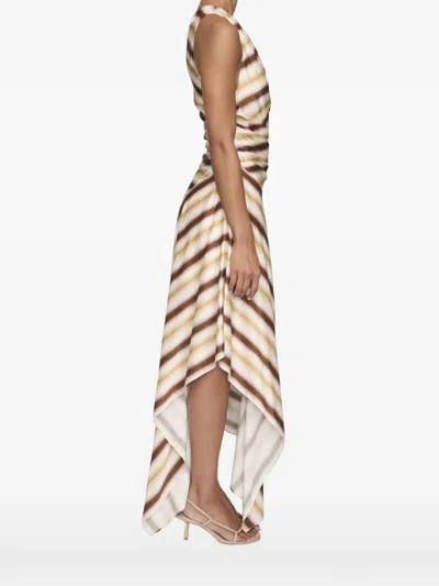 A.l.c Lyn Stripe Draped One-shoulder Midi Dress In White