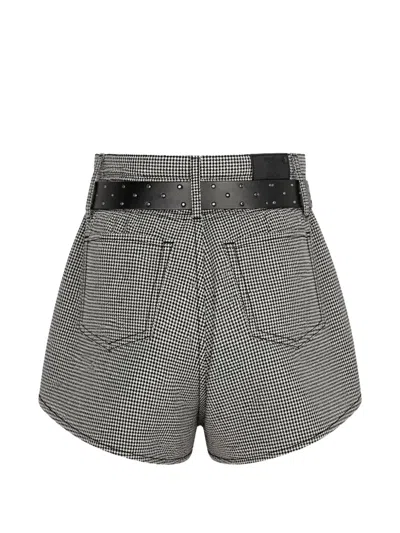 R13 Houndstooth-pattern Belted Shorts In Gray