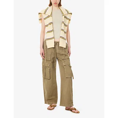Citizen Of Humanity Womens Bezal (md Olv/grn) Andira Cotton And Linen Blend Cargo Trousers Xs In Nude