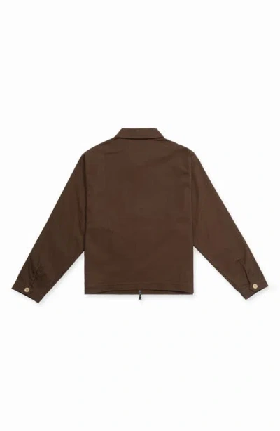Paper Planes Script Logo Cotton Canvas Jacket In Brown