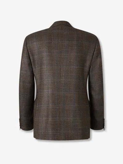 Canali Single-breasted Checked Blazer In Brown