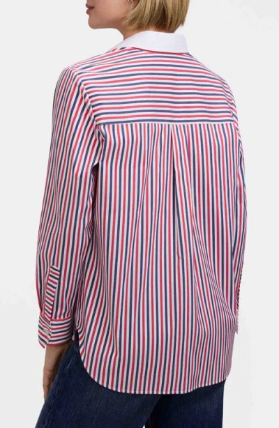 Foxcroft Stripe Boyfriend Button-up Shirt In Multi