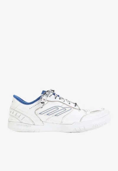 Balenciaga Hamptons Worn-out Sneakers In White And Blue In White
