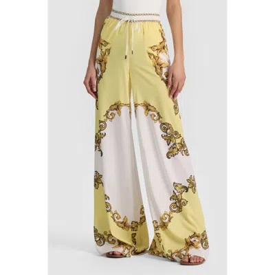 Alice And Olivia Ojai Baroque-print Drawstring Palazzo Pants In Multi