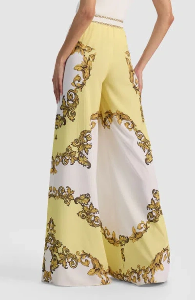 Alice And Olivia Ojai Baroque-print Drawstring Palazzo Pants In Multi