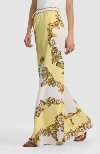 Alice And Olivia Ojai Baroque-print Drawstring Palazzo Pants In Multi