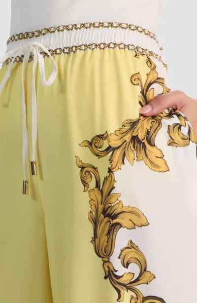 Alice And Olivia Ojai Baroque-print Drawstring Palazzo Pants In Multi