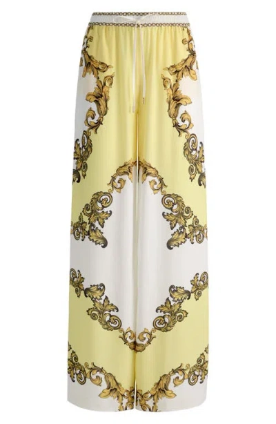 Alice And Olivia Ojai Baroque-print Drawstring Palazzo Pants In Multi