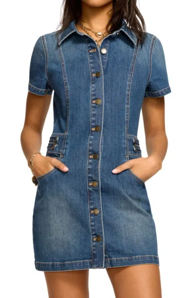 Ramy Brook Liv Button Down Denim Mini Dress In Blue