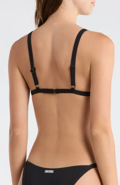 Rip Curl Surf Stripe Triangle Bikini Top In Black