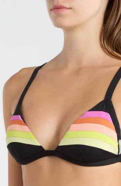 Rip Curl Surf Stripe Triangle Bikini Top In Black