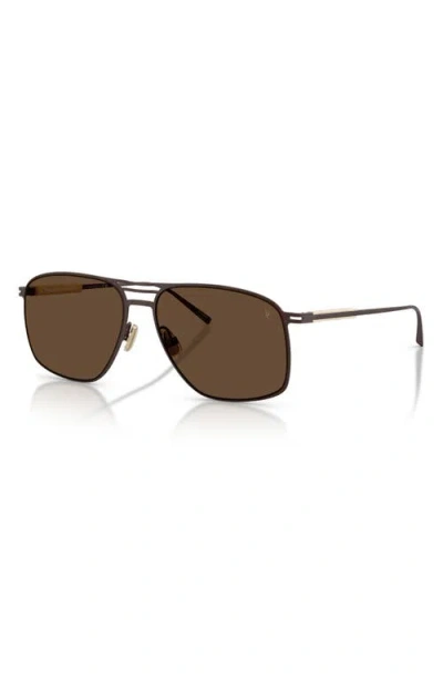 Brunello Cucinelli 56mm Rectangular Sunglasses In Brown