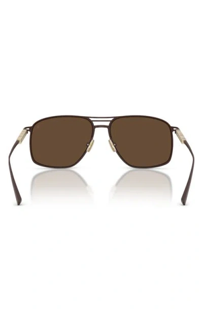 Brunello Cucinelli 56mm Rectangular Sunglasses In Brown