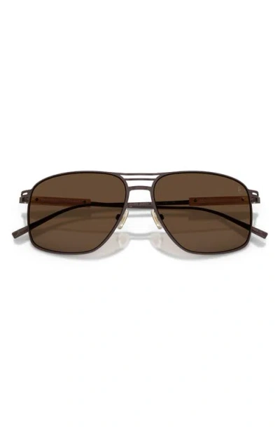 Brunello Cucinelli 56mm Rectangular Sunglasses In Brown