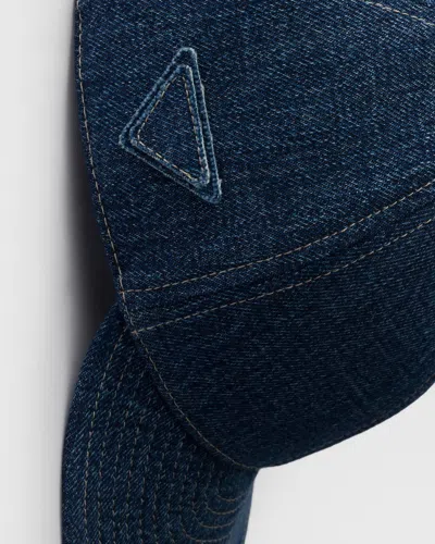 Prada Denim Baseball Cap In Blue