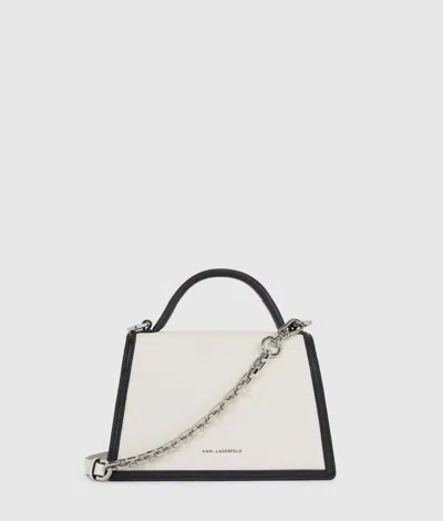 Karl Lagerfeld Signature Leather Top-handle Bag In White